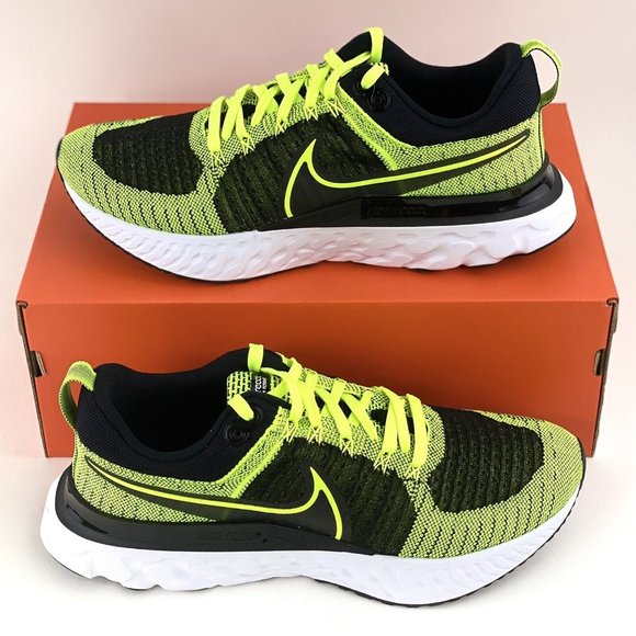 Nike React Infinity Run Flyknit 2 Volt Black Men's Sneakers Shoes CT2357 700 - Picture 1 of 12